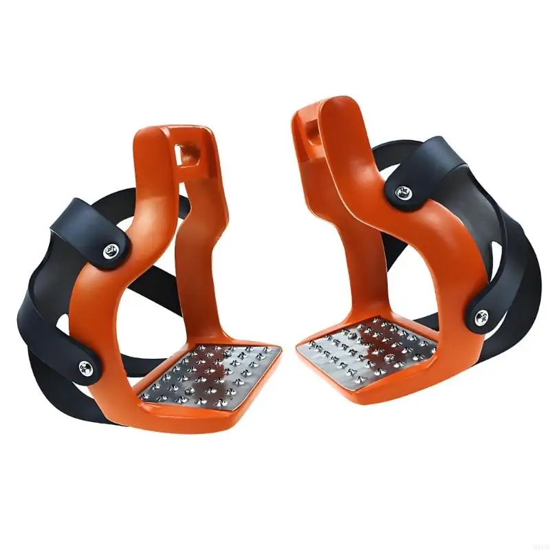 1 Paar Reitsteigbügel-Set aus Aluminium mit rutschfesten Trittflächen und breiter Fußstütze zum Reiten 69HD – Detail 10