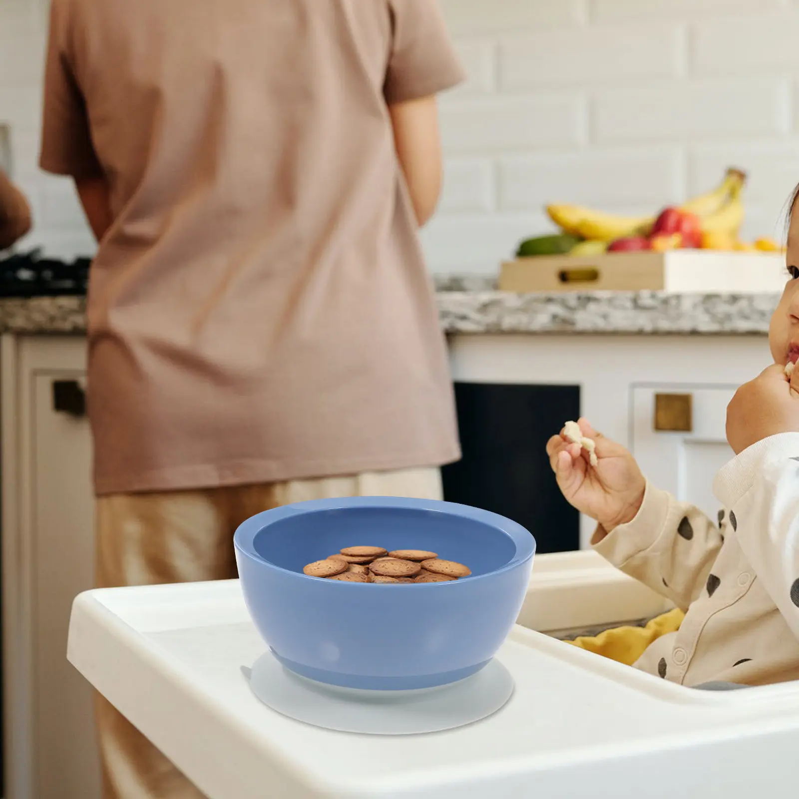 

Silicone Baby Bowl with Strong Suction Base for Toddlers Feeding Training Spill Proof Kids Bowl High Chair Table
