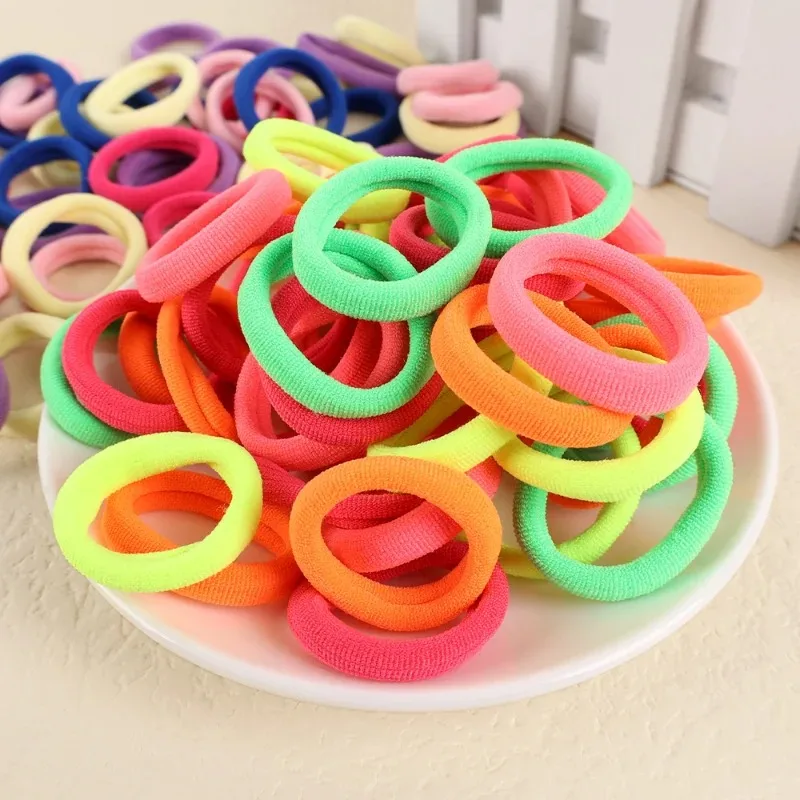 50/100Pcs High Elasticity Kids Small Thickened Hair Ties Simple Fasionable Children Colorful Firm Hair Scrunchie Soft Hair Ropes