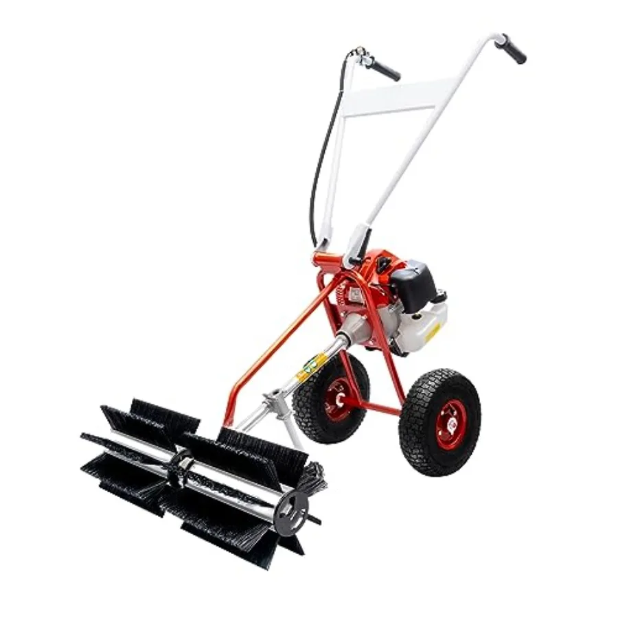 

Gasoline Powered Walk Behind Sweeper 43CC 1.25KW for Outdoor Dirt Grass Leaves Lawn Debris Artificial Turf Light Snow Cleaning
