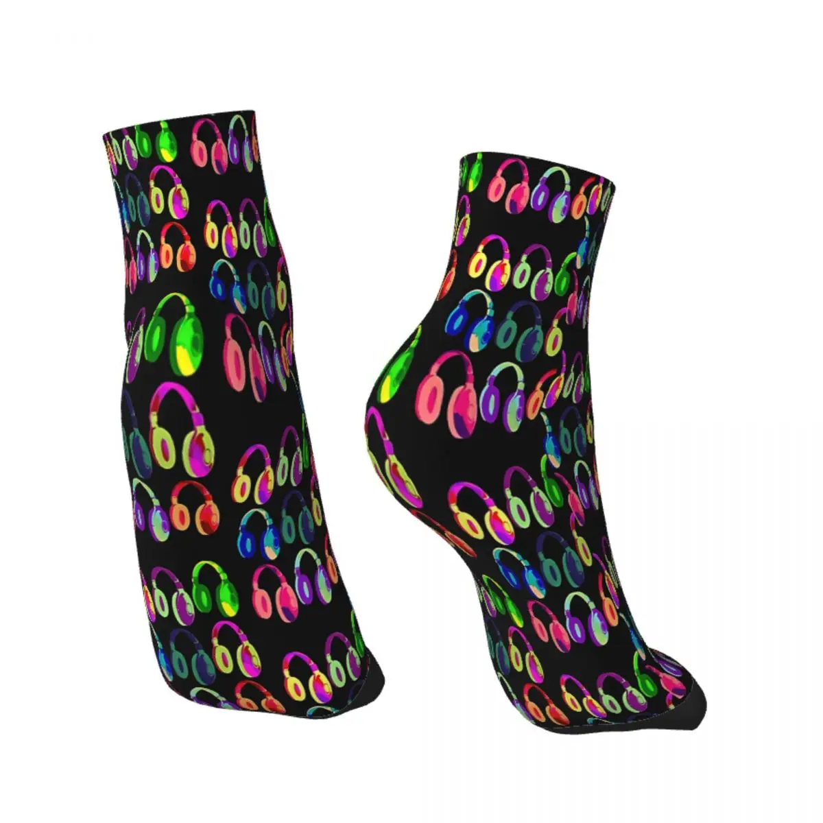 EDM DJ Headphone Rave Pop Art Ankle Socks Male Mens Women Summer Stockings Hip Hop