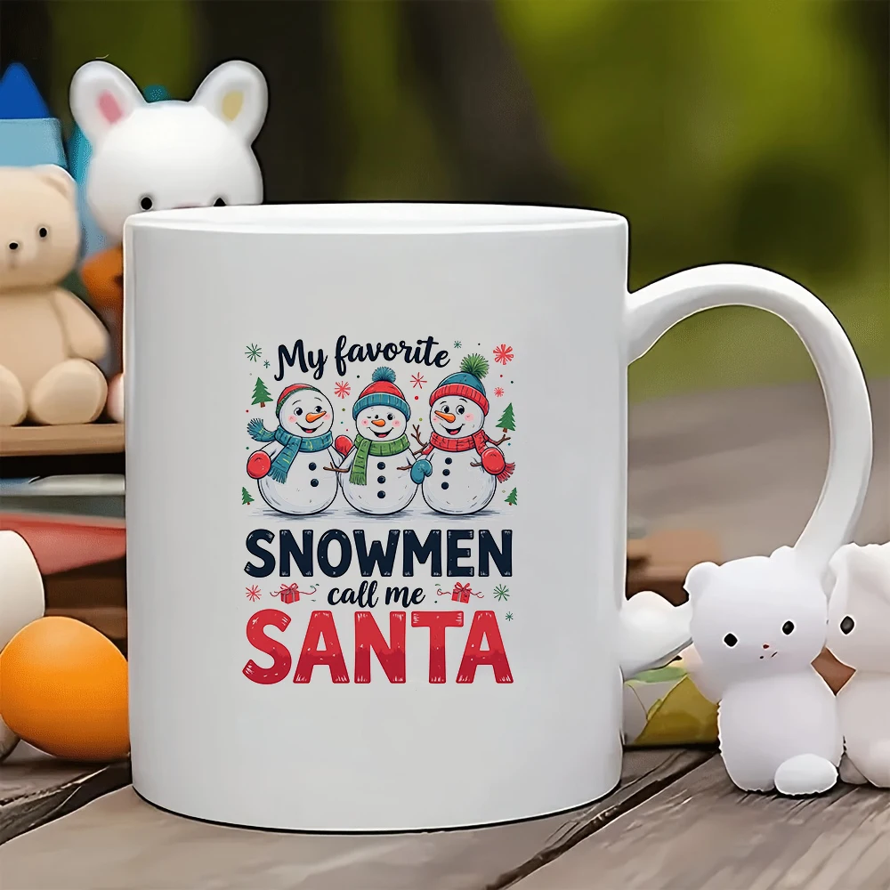 

11oz Ceramic Mug + Cartoon Snowman Christmas Theme Cup Kids Gift Family Office Coffee Cup Essential Christmas Item