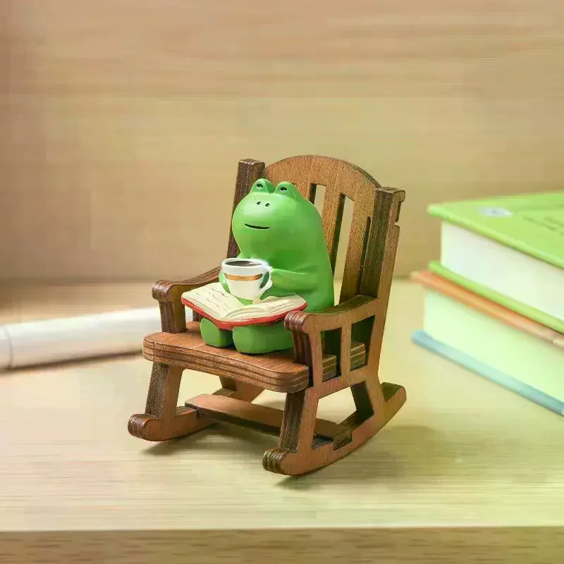 Mini Frog Resin Ornament Japanese Rocking Chair Cute Home Office Room Car Desk Decoration