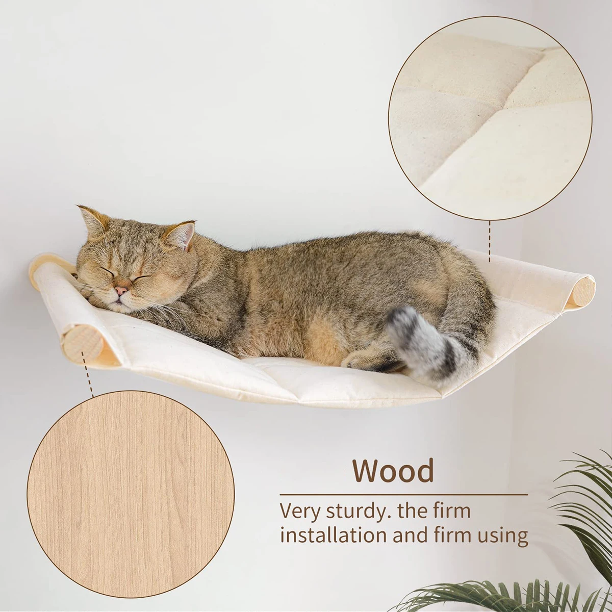 Cat Bed Wall Mounted Hammock For Large Cats Or Kitty Wood And Sisal Rope Wall Shelves And Perches Bed Furniture Jumping