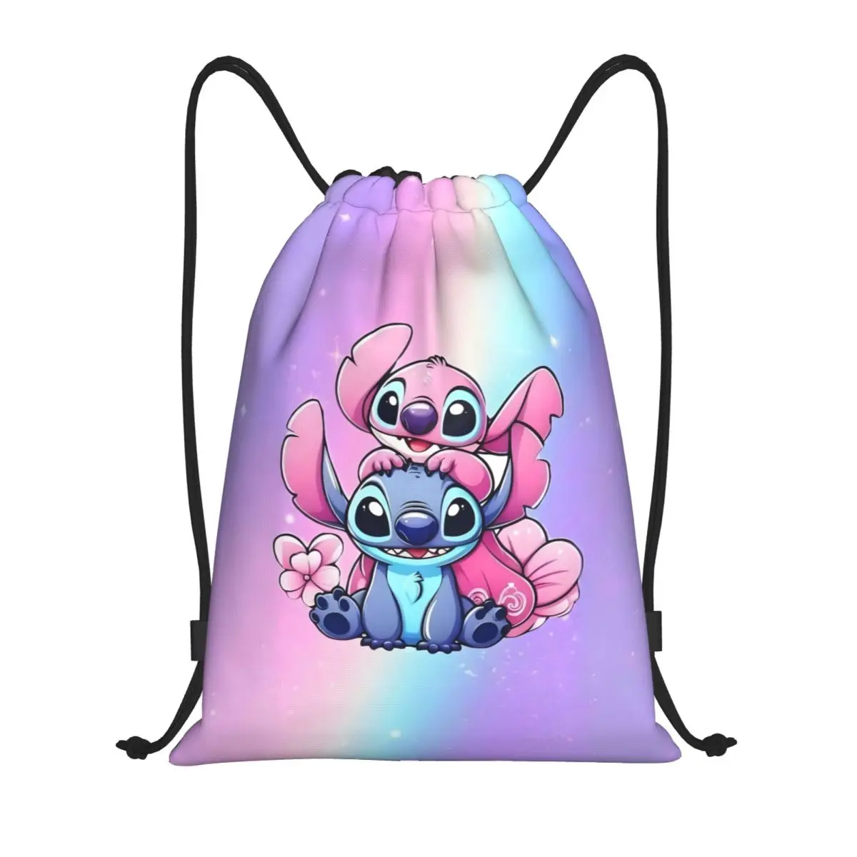 Personalizowane plecaki ze sznurkiem z motywem Lilo i Stitch, lekkie, kawaii, anime, idealne dla kobiet i mężczyzn, do siłowni, sportu, na jogę.