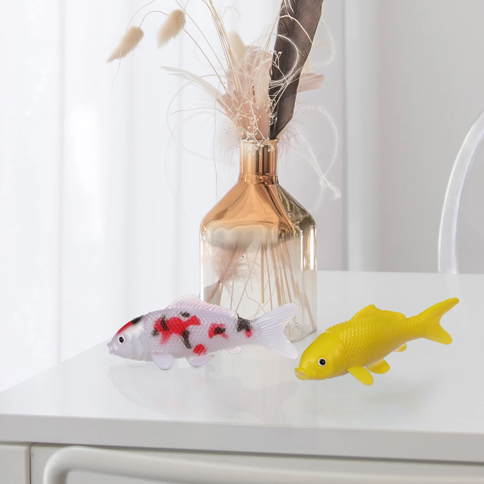 

8 Pcs Koi Goldfish Fake for Aquarium Artificial Small Decorations Pvc Models Floating Tropical