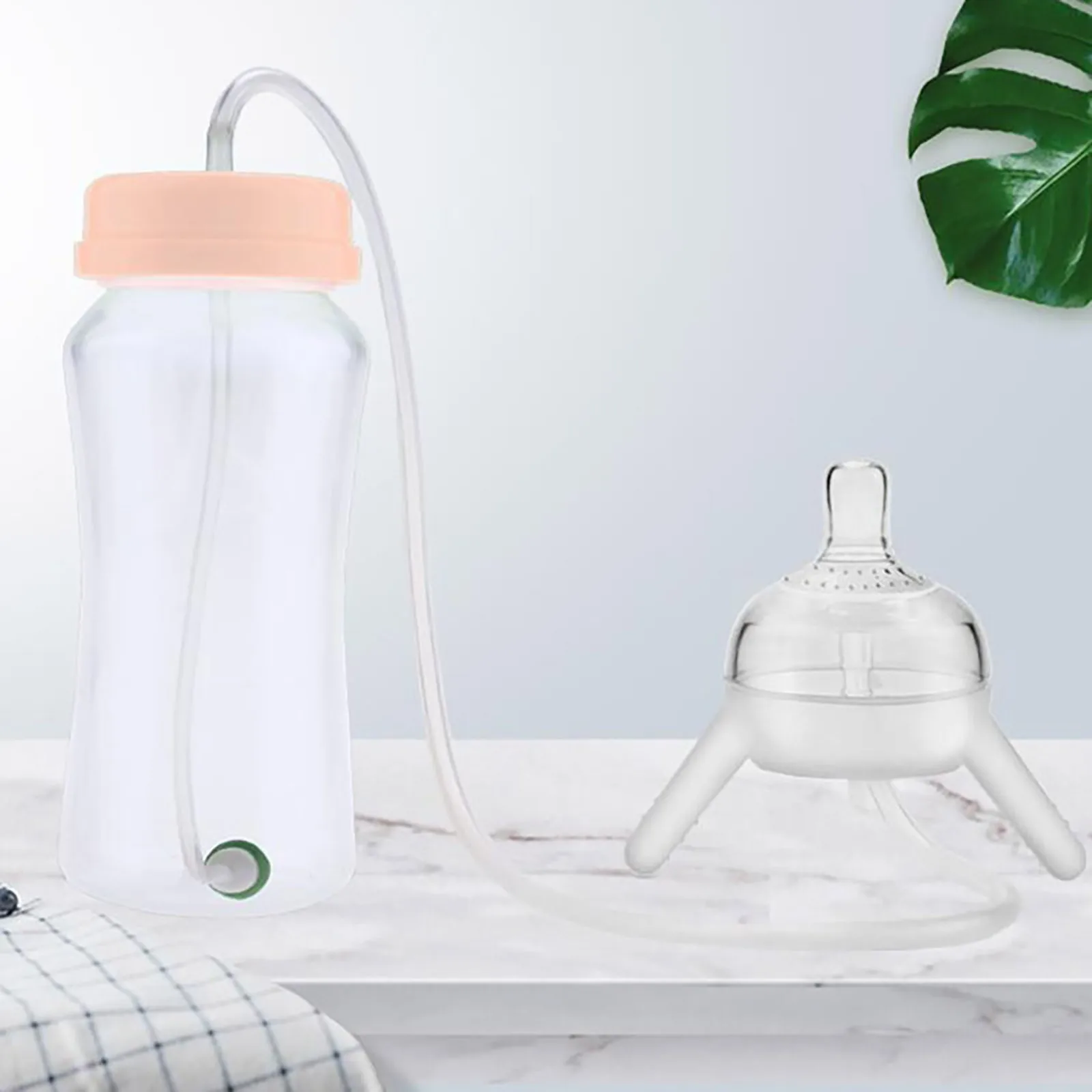 Separate child-mother baby bottle with long straw imitation milk weaning bottle