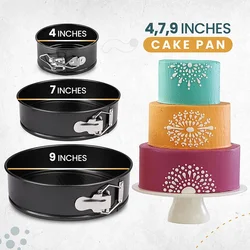 4/7/9 Inch Circular Cake Mold Carbon Steel Non Stick Coating，removable Bottom Baking Tool, Home Baking Cake Mold Pan Cake Tin