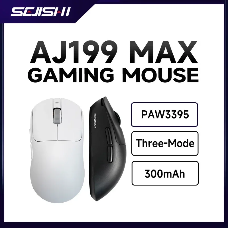 SEJISHI AJ199 MAX PAW 3395 2.4Ghz BT5.2 Mouse Wireless Mouse 3-Mode Optical Micewith USB Receiver Gamer 6 Gaming mouse