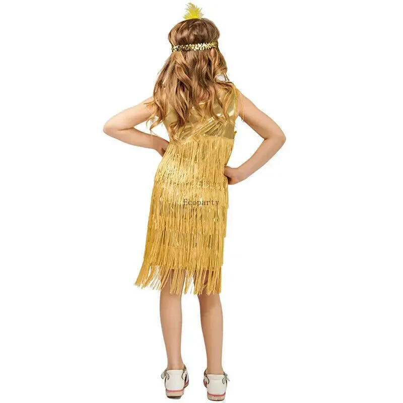 1920s Charleston Chicago Gatsby Fringe Kids Fancy Dress Up Costume halloween costumes kostume motoparty for kids Girls Flapper