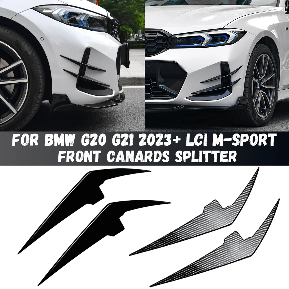 

For BMW 3 Series G20 G21 G28 LCI M Sport 318i 320i 330i M340i 2022-2024+ Front Bumper Side Splitter AirVent Trim Blade