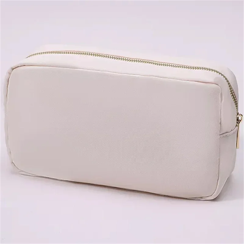 S/M/L 3 size Solid color Toiletry Pouch Nylon Travel Storage Bag Diy Embroidery Patch Personalize Makeup Bag