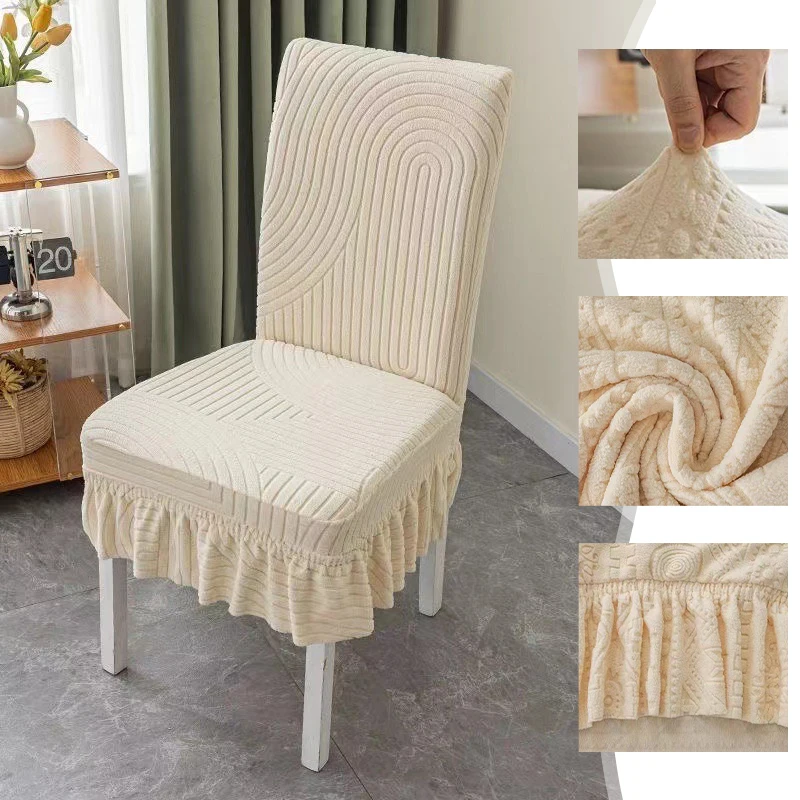 

Adjustable Jacquard Chair Covers for High Back Dining Chairs Spandex Stretch Universal Seat Cover Machine Washable Hotel Home