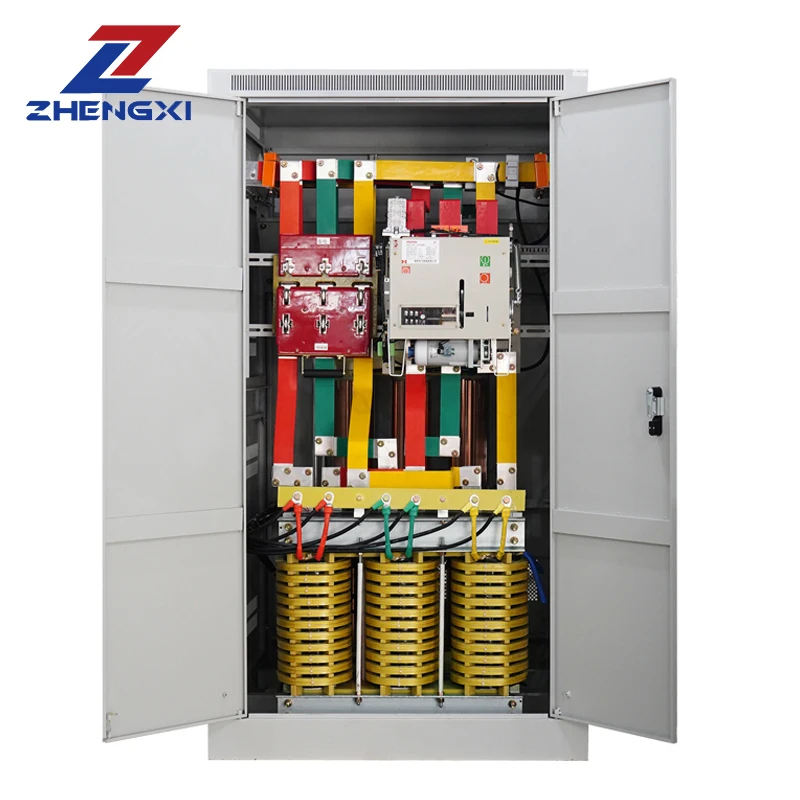 SBW-F 500KVA 600KVA 250KVA AVR 3-Phase منظم جهد التيار المتردد التلقائي LCD مرحلة واحدة تعويض كامل SVC مثبتات الجهد