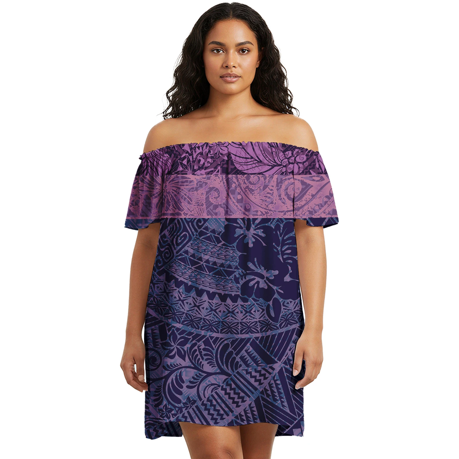 Personalización Vestidos de moda hawaiana Pua Keniken Estampado bajo demanda Hombro caído Sexy Sweetheart Vintage Island Vestido casual