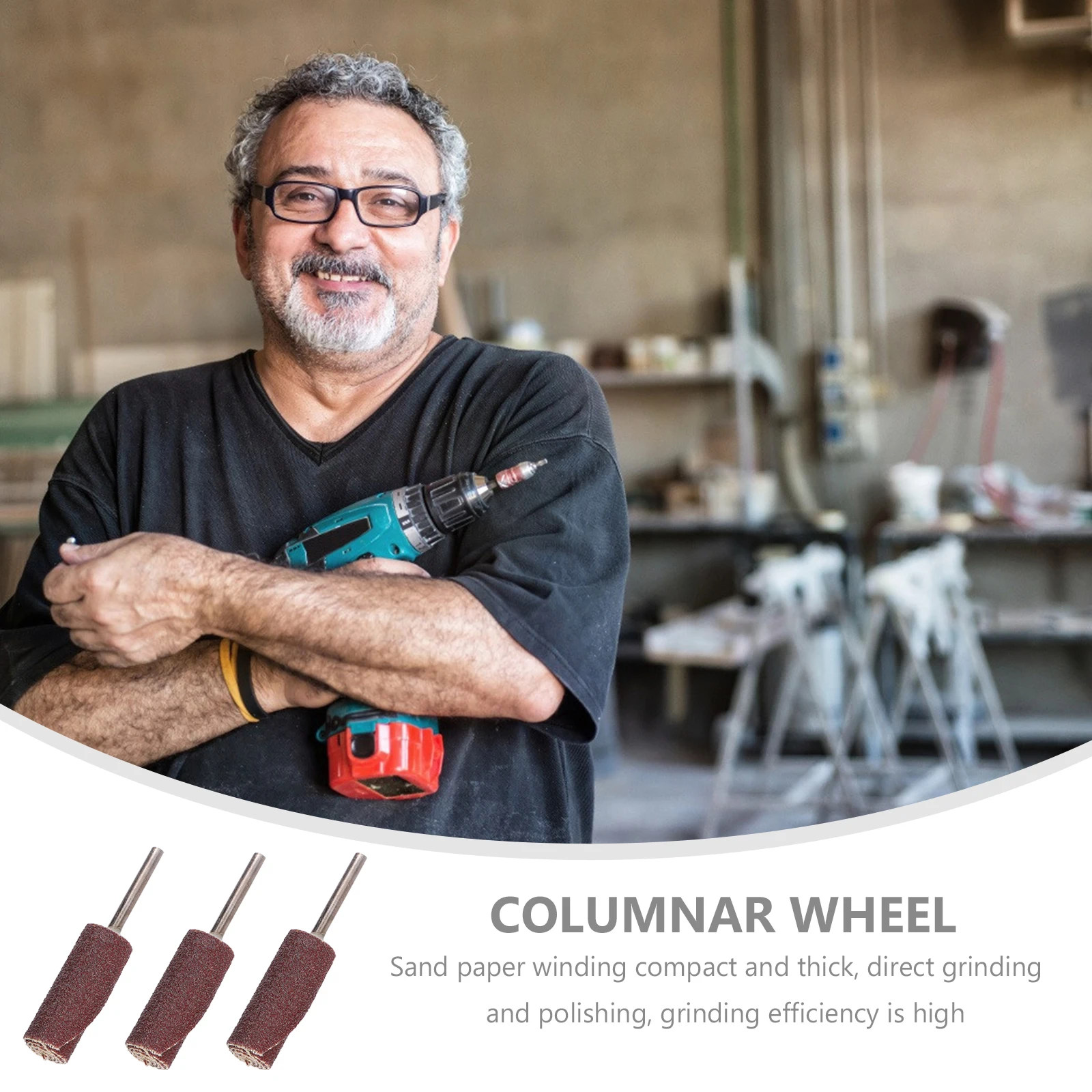 

10 Pcs Wheel Sandpaper Stick Grinding Head Abrasive Cylinder Columnar Columnar Wheel Disc Premium Materials Durable