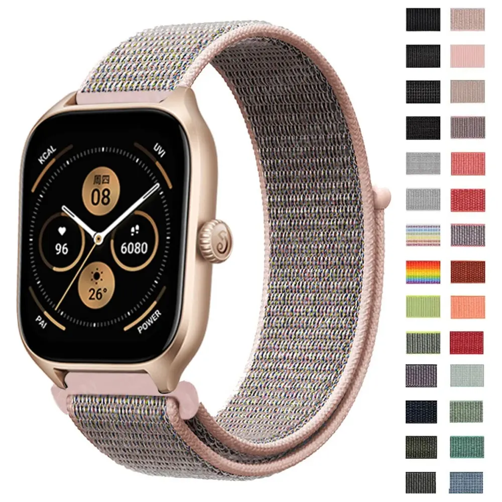 

Ремешок 20 мм/22 мм для Amazfit GTS 4//2/2e/3/GTS2 Mini/GTR 4/3/Pro/GTR2/47mm/stratos, нейлоновый браслет-петля для часов, ремешок для Amazfit Bip