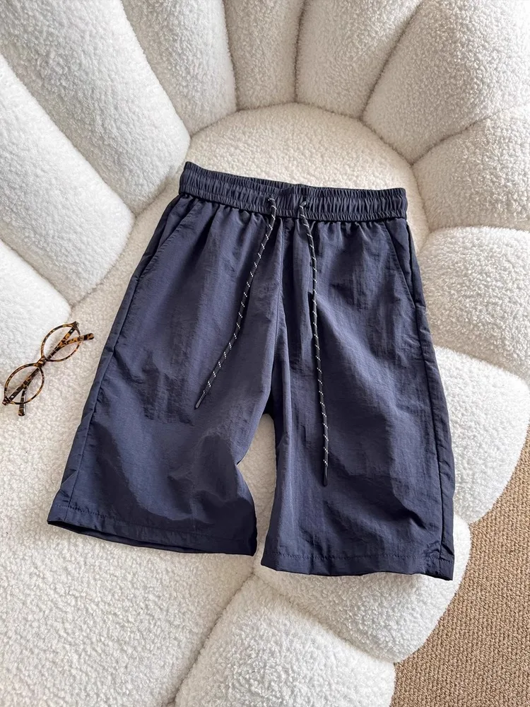 

Модные мужские лыжи из ледяного шелка, летние тонкие спортивные пляжные брюки Qui Dry, свободные повседневные прямые брюки длиной пять четвертей