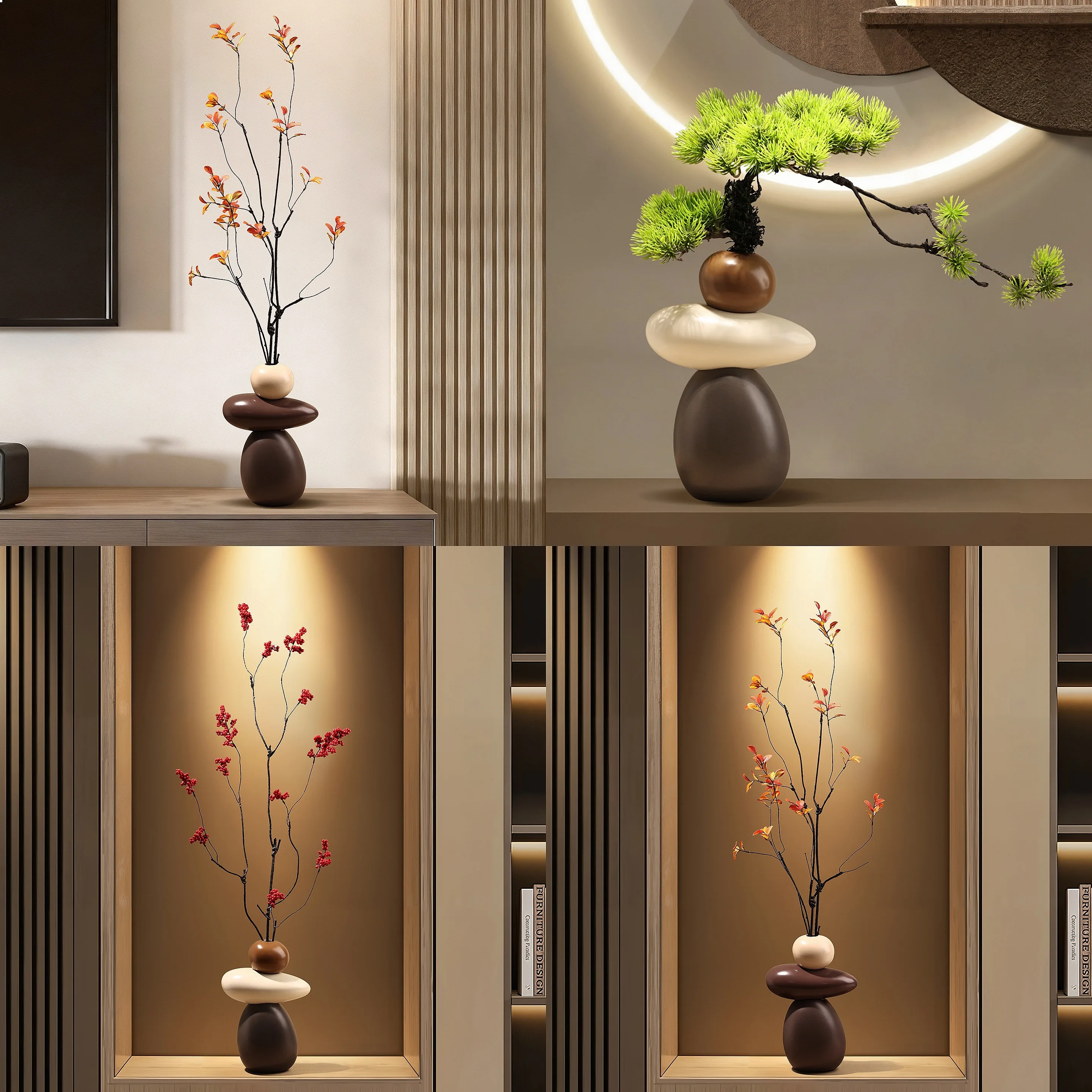 Persimmon Ceramic Ornament Feng Shui Decor for Entryway Living Room TV Cabinet Vase Tabletop Home  Home Decor