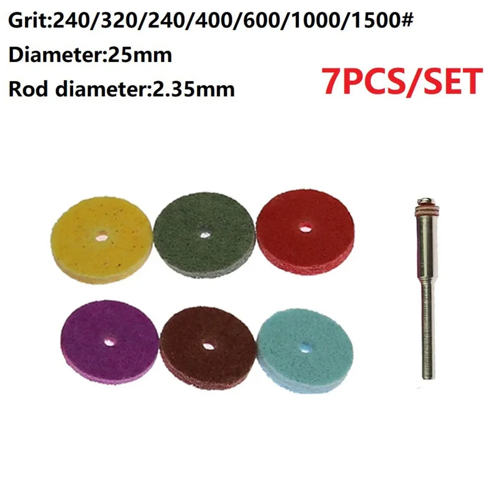 7Pcs Polishing Wheels Grinding Nylon Fibre Abrasive Point T-Shaped Polish Rotay Tools For Buffing Jewellery Metal Glass 2.35mm