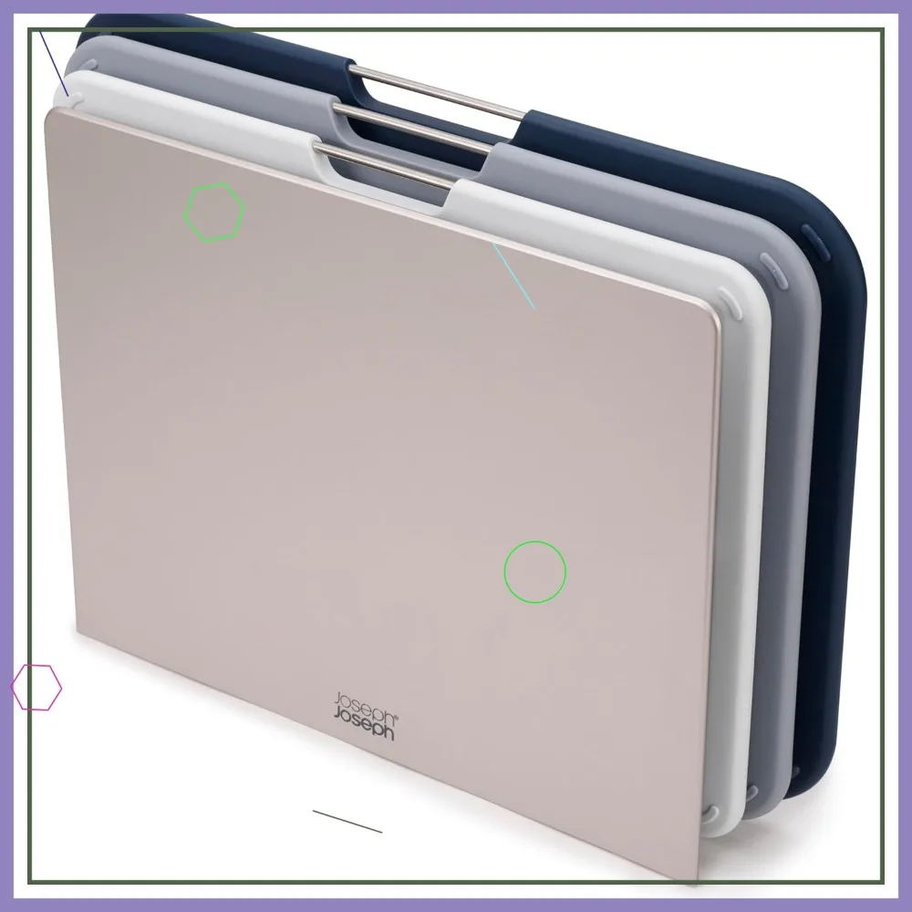 

Большой набор разделочных досок из трех предметов с цветным кодированием и подставкой для хранения, нескользящей, можно мыть в посудомоечной машине для домашней кухни