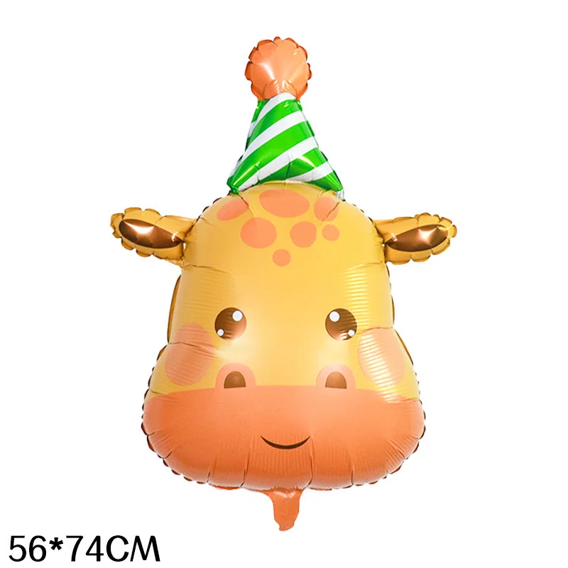1 cute birthday hat small animal shaped birthday party decoration cartoon giraffe penguin holding cak teddy bear foil balloon