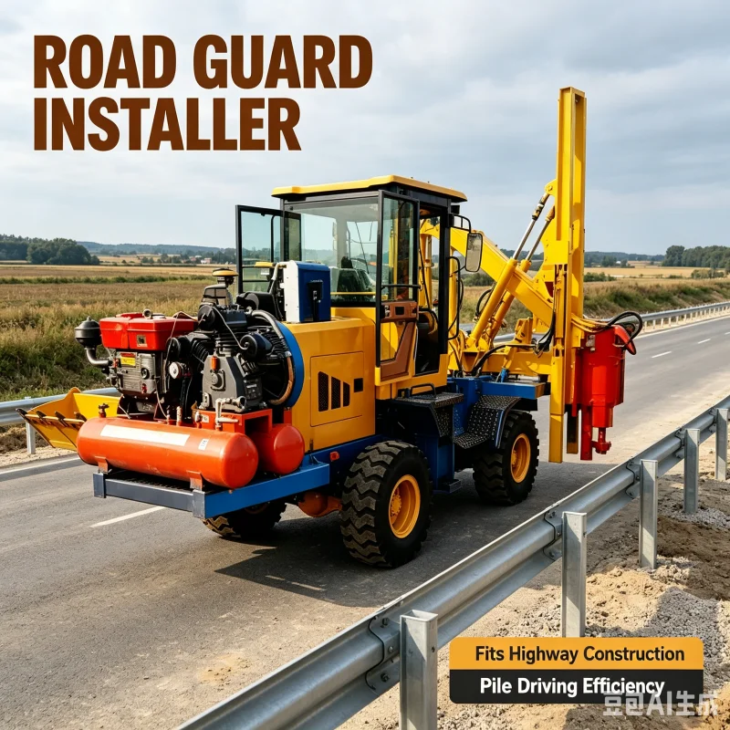 High Efficiency Diesel Driven Wheeled Highway Guardrail Pile Driver 110/140 130 Square Pile New Construction Core Engine Gear
