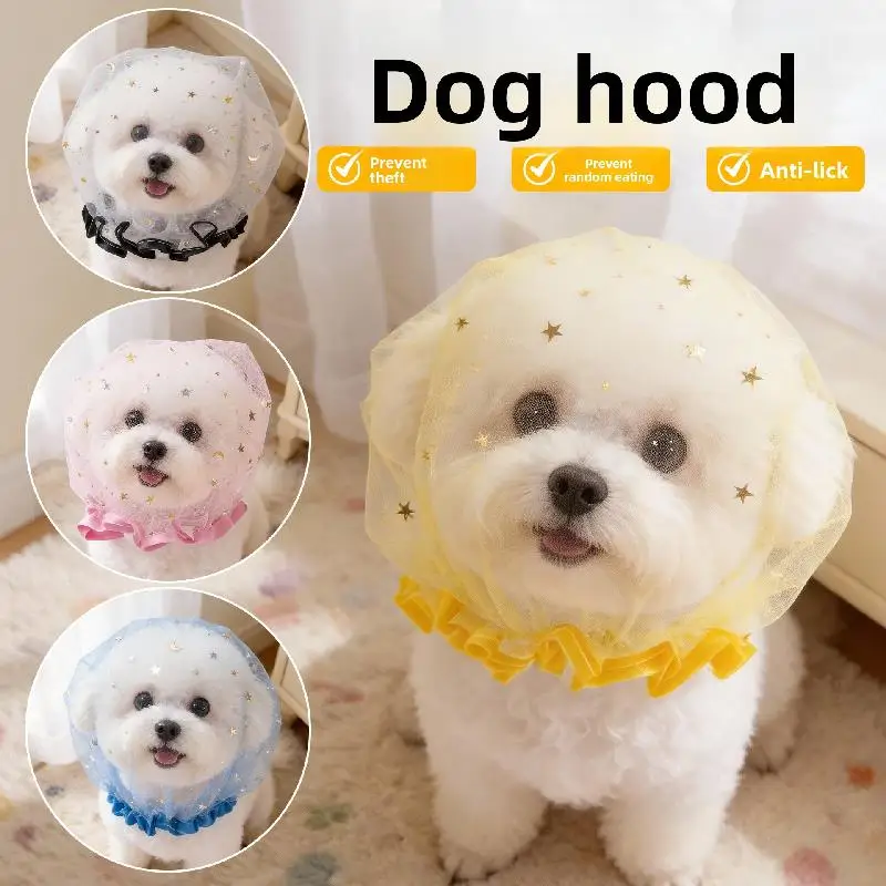 Breathable Pet Protective Mask Comfort Polyester Anti-Bite Head Cover Adjustable Anti-Mosquito Headgear Random Eating Prevention