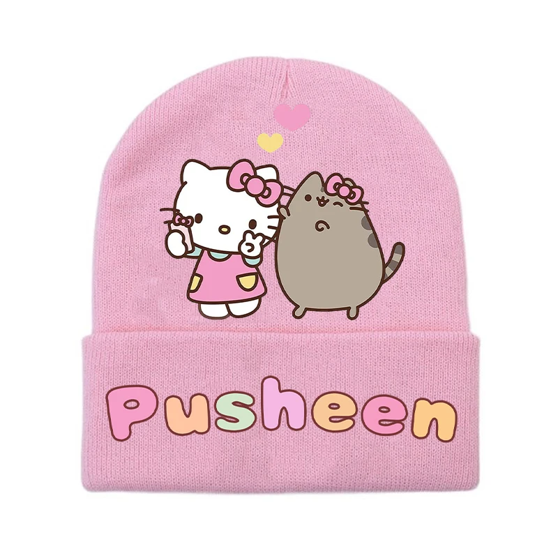 Pusheens Kawaii Knitted Hat Girls Anime Cat Knit Cap Kids Winter Warm Beanies Fashion Leisure Headgear Children Gift Hot Sales