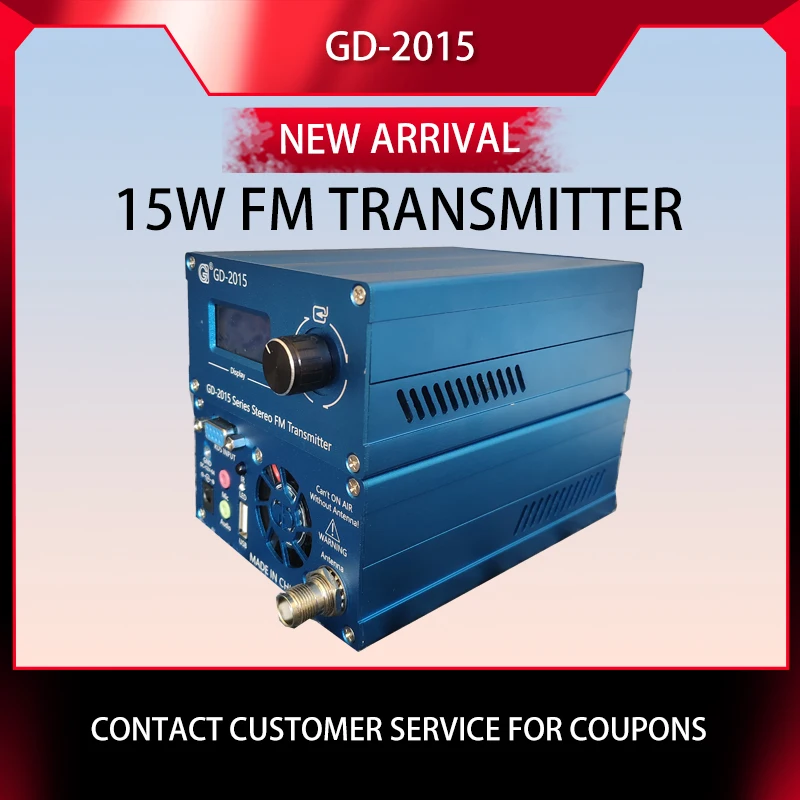

GD-2015 15W FM Transmitter FM Radio Station Radio Broadcast Transmitter QN chip 76-108Mhz