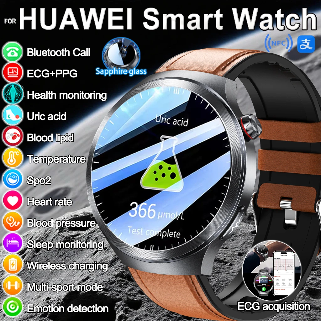 

Новинка 2024 года для HUAWEI, кровяное давление, мочевая кислота, кислород в крови, анализ человека, умные часы, ЭКГ + PPG, BT вызов, умные часы
