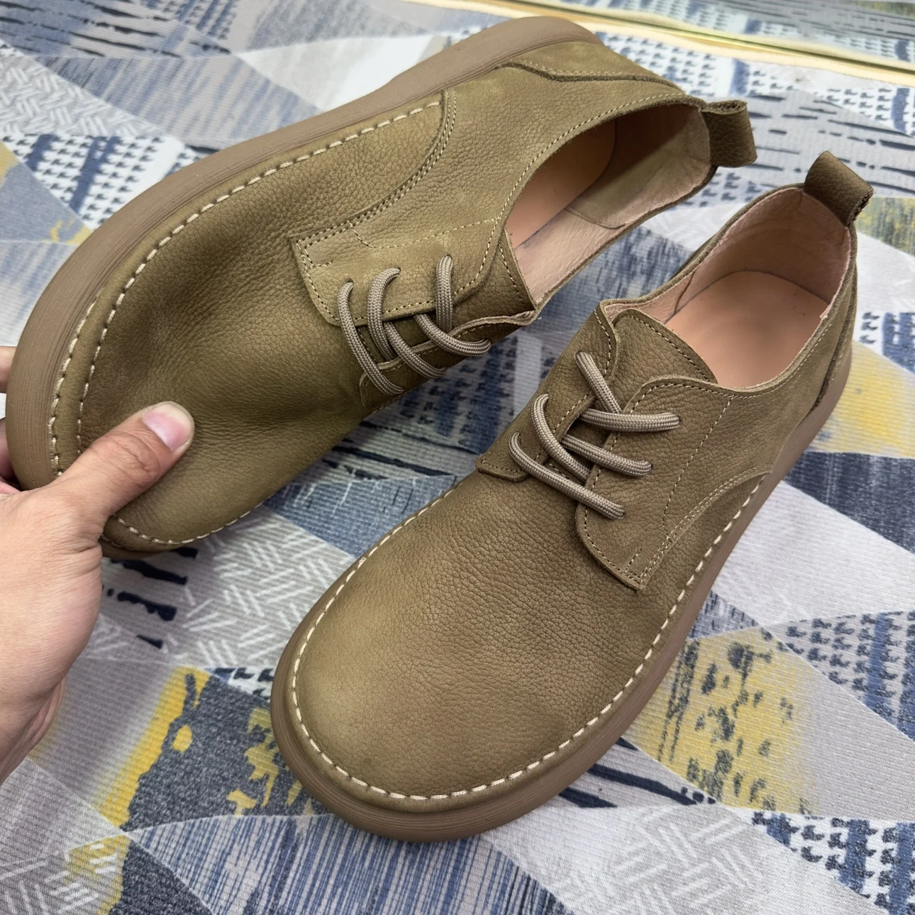 

Мужские повседневные туфли с широким носком из натуральной кожи, дышащие, на шнуровке, в британском стиле, для работы, для молодежи, 2025 год