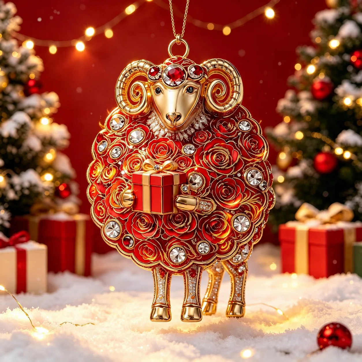 Goat Mascot Acrylic Ornament Auspicious Sheep Hanging Decoration Goat Shape Ornament Ready To Hang Christmas Hanging Ornament