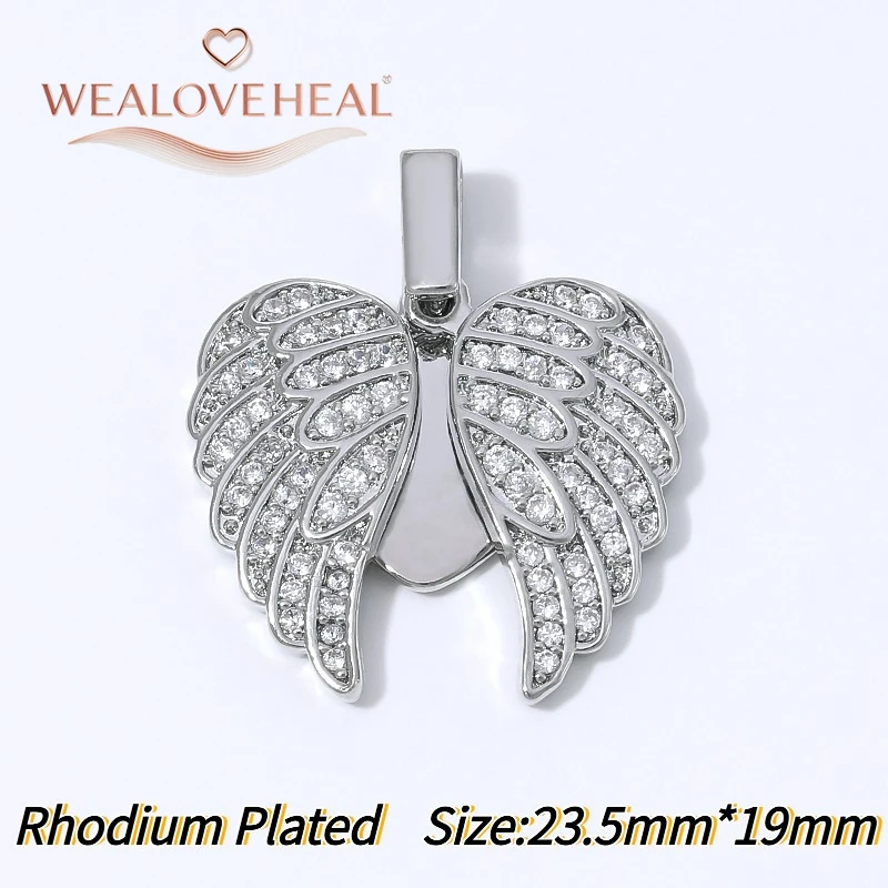 anhänger schmuckherstellung, 18K vergoldeter Messing-Anhänger mit geteiltem Herz für DIY-Schmuckherstellung, Pavé-CZ-Anhänger mit zerbrochenem Herz und Flügeln, DIY-Halskettenzubehör – Detail 25