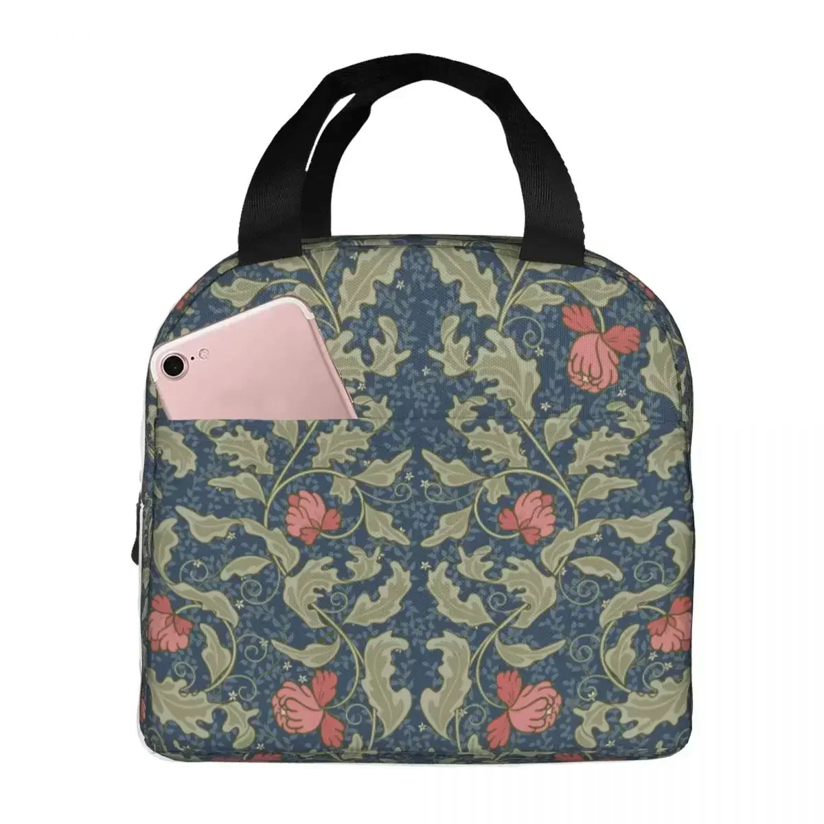 

William Morris Lunch Bags Portable Insulated Canvas Cooler Bag Flowers Thermal Picnic Tote for Women Children