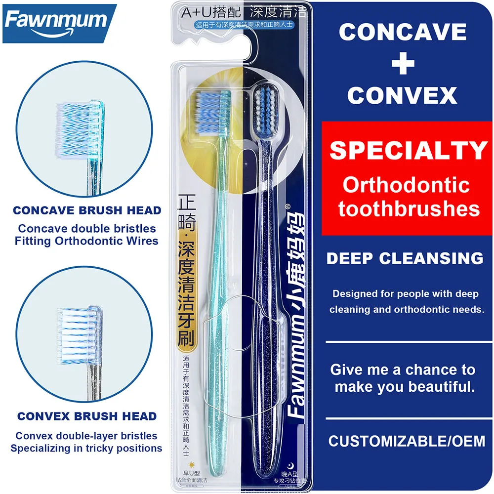 2PCS Clean Orthodontic Braces Teethbrush Professional Dental Tooth Brush Deep Cleaning Orthodontic Toothbrush Oral Care Tool