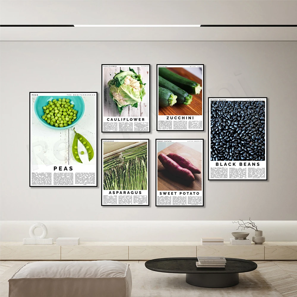 Zucchini, asparagus, sweet potato, green beans, avocado, broccoli, sweet corn, black beans for kitchen cooking poster, diet logo