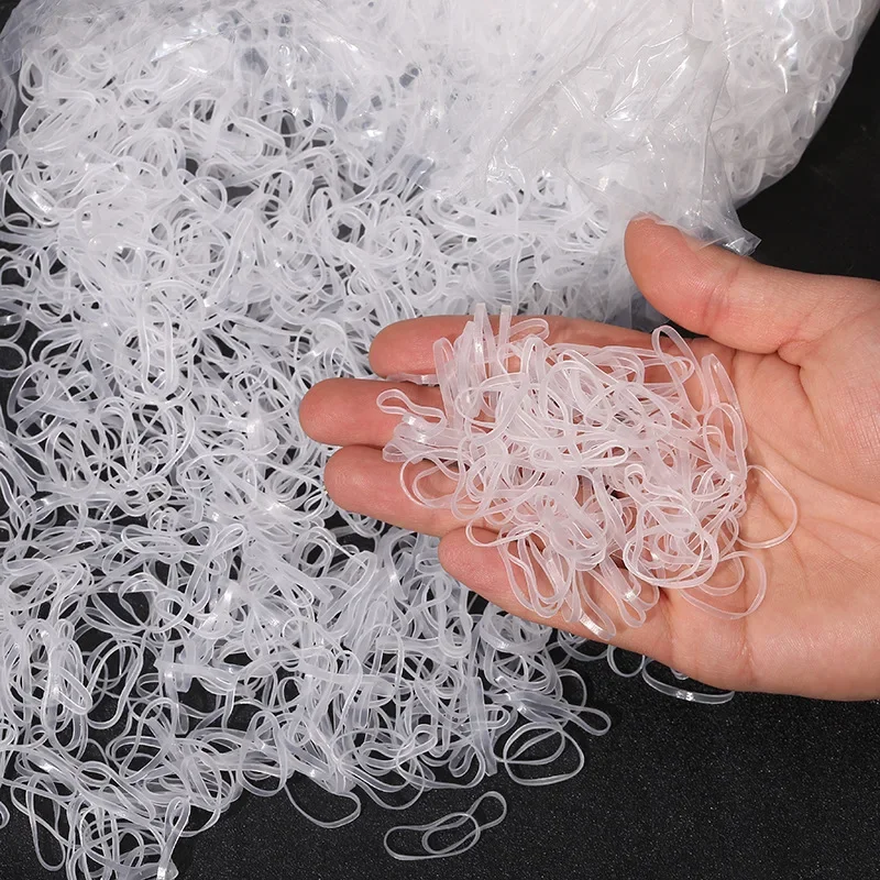 1000Pcs Girls Disposable Rubber Bands Clear Elastic Hair Bands Children Ponytail Holder Ties Headband Kid Hair Tools Accessories