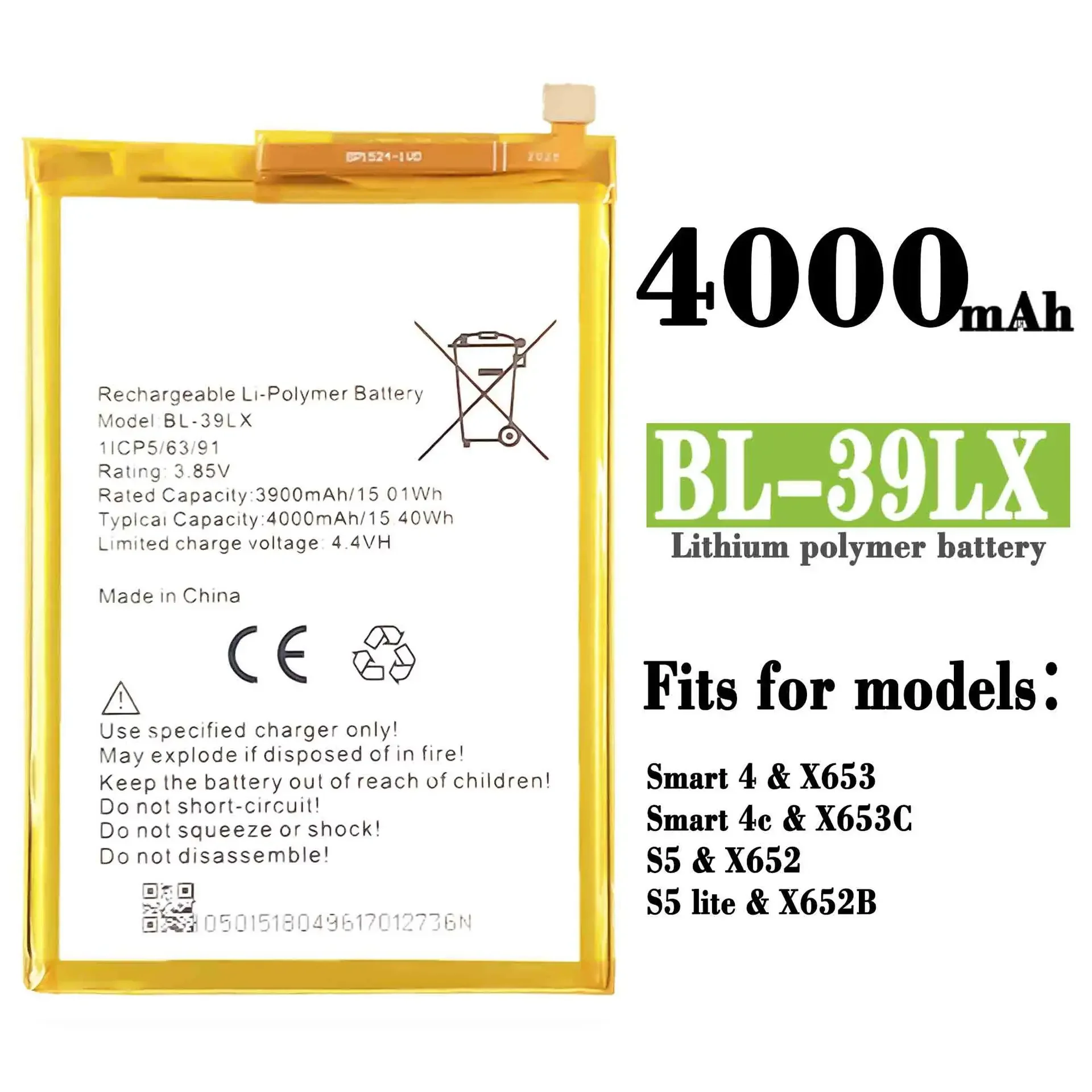 High Quality Replacement Battery For Infinix X653 X652 Smart 4 S5 Mobile Phone BL-39LX New New Built-in Battery