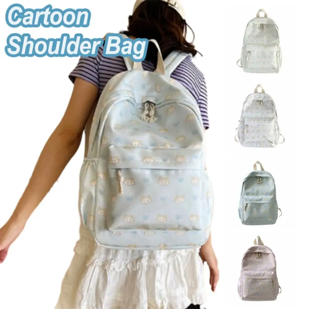 Creative Students School Bags Large Capacity Cute Cartoon Shoulder Bag Zipper Closure Breathable Girls' Backpack Outdoor