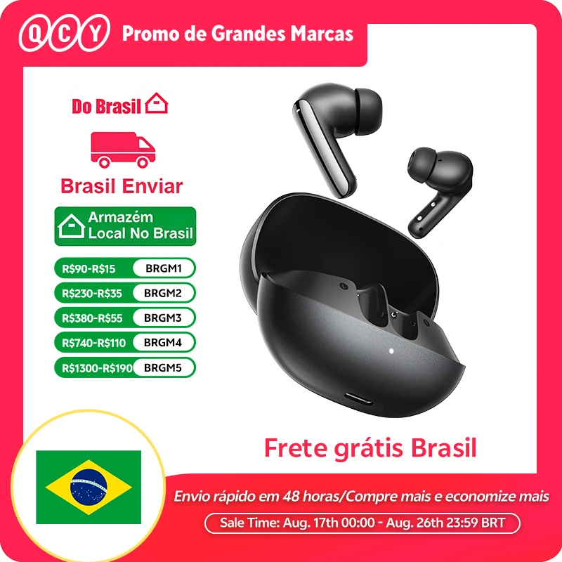 Fones de Ouvido Sem Fio QCY BH25HT20A - Fones de Ouvido com ANC Adaptativo de -50dB, Melobuds N20, Bluetooth 6.0, Chamadas HD, Drivers de 13mm, 6 Microfones