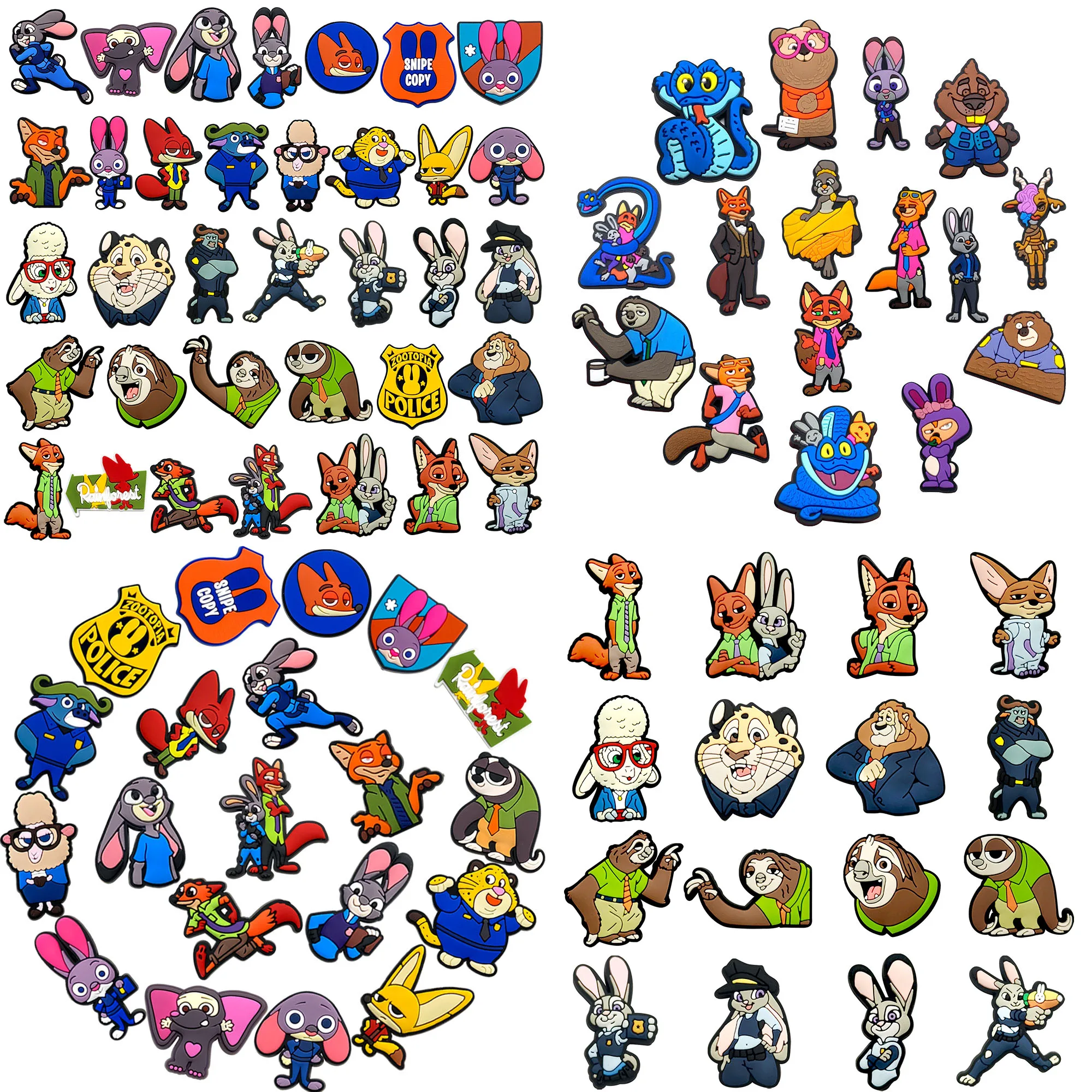 16-100PCS Disney Zootopia Oficial Judy Nick Fox Mix de Pingentes para Sapatos Atacado Decoração em PVC Destacável DIY Infantil Impermeável Presente de Natal