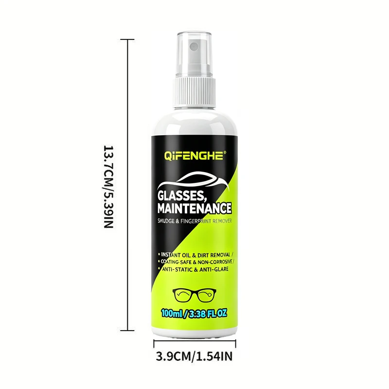 Anti-Fog Lens Cleaner Spray, Gentle Screen & Eyeglass Cleaner, Removes Smudges, Includes 100ml + Cleaning Cloth.