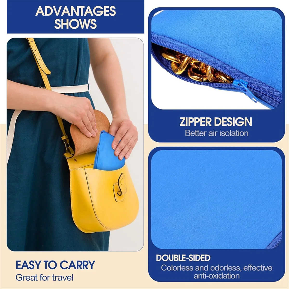 New 8 Pcs Zippered Silver Storage Bags Anti Tarnish Bags Silver Pouches Silver Keeper Jewelry Storage Protector Bags