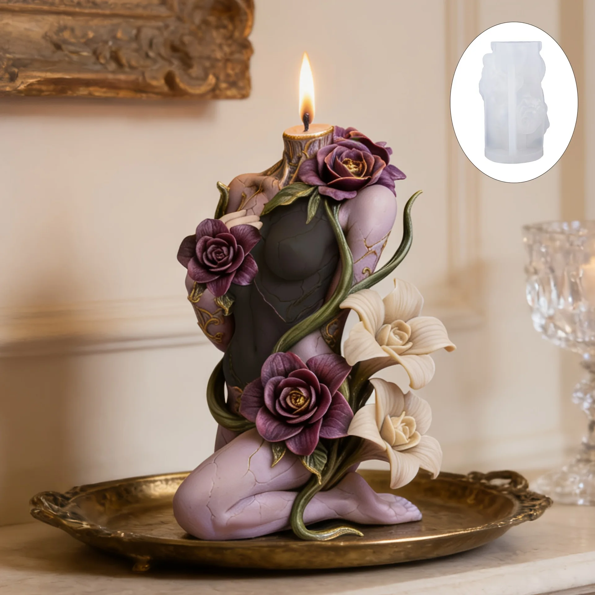 

Three-dimensional Relief Flower Vine Candle Silicone Mold DIY Body Epoxy Resin Mold Scented Candle Plaster Decoration