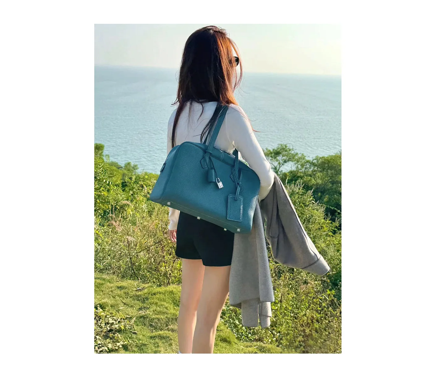 

Роскошная сумка-бостон из воловьей кожи, минималистичная сумка-боулинг, сумка-тоут на плечо, кроссбоди, большая вместимость, износостойкая