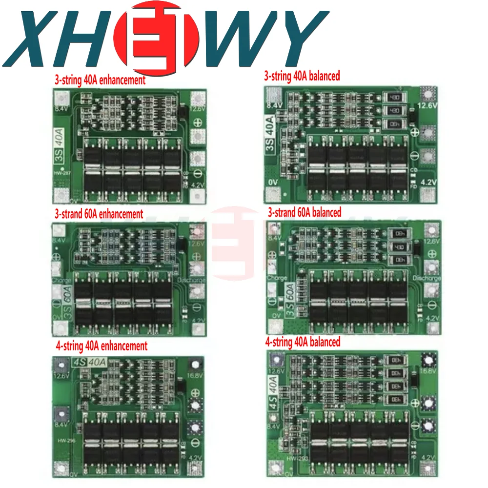 4-string 14.8V 16.8V 3-string 11.1V 12.6V 40A 60A 18650 lithium battery charger protection board balanced/enhanced version