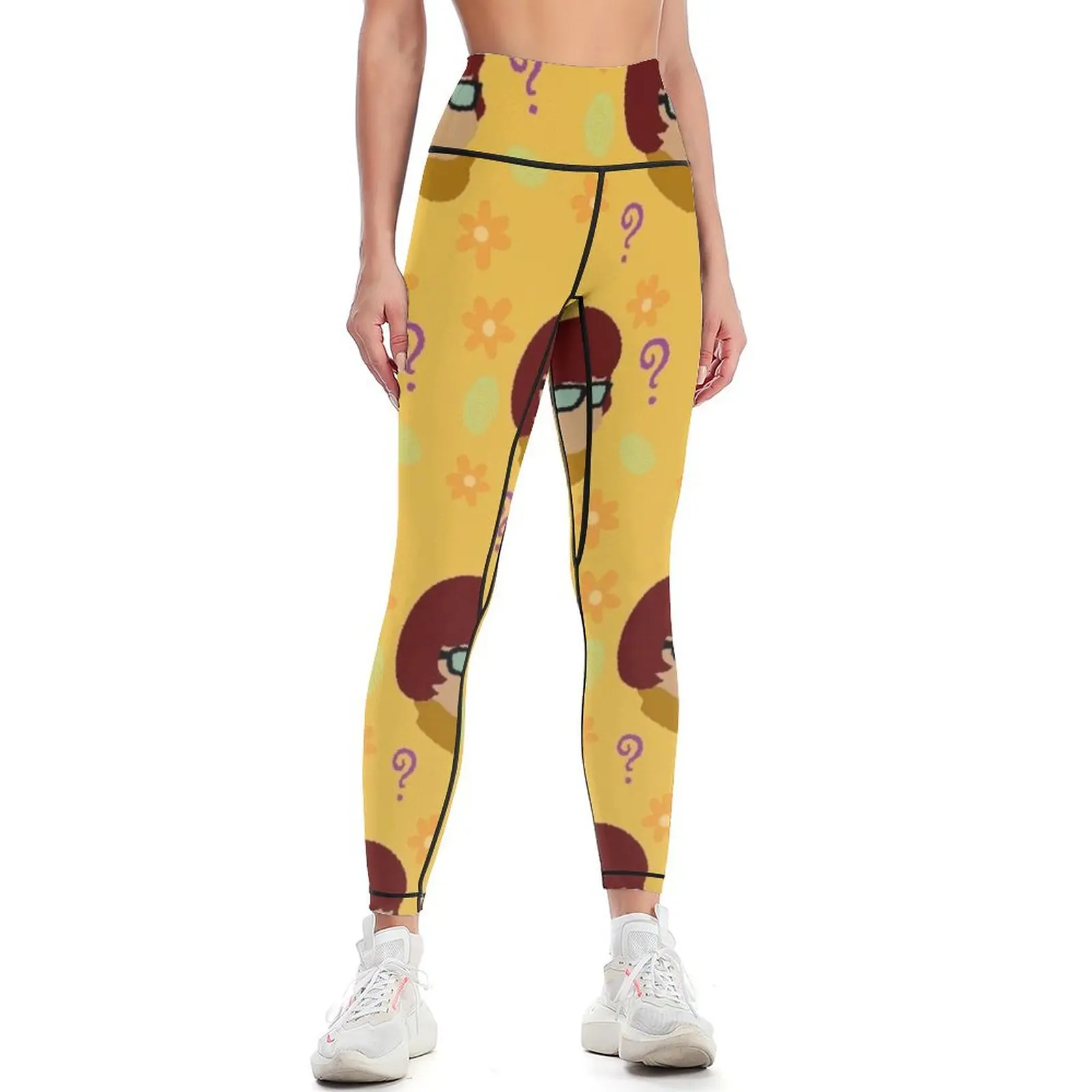 

Velma Pattern - Yellow Leggings Women's pants push up tights for Womens Leggings