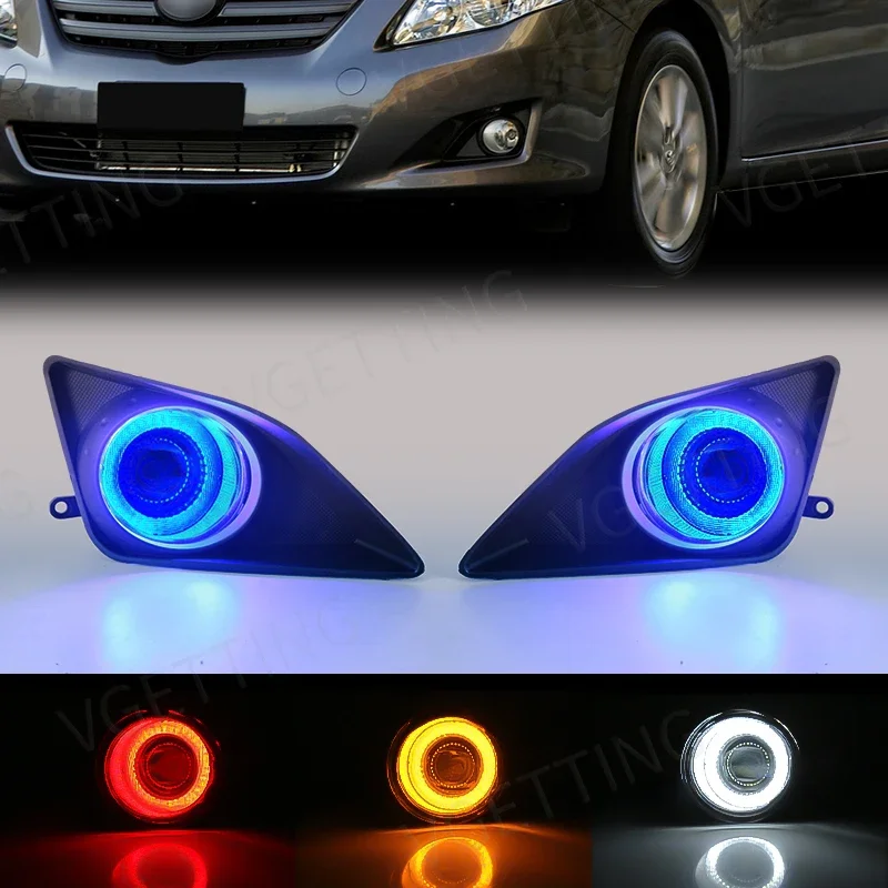 For Toyota Corolla Altis 2008 2009 2010 Angel Eyes Fog Lamps LED Halogen Daytime Running Lights DRL Front Bumper Headlights 12V