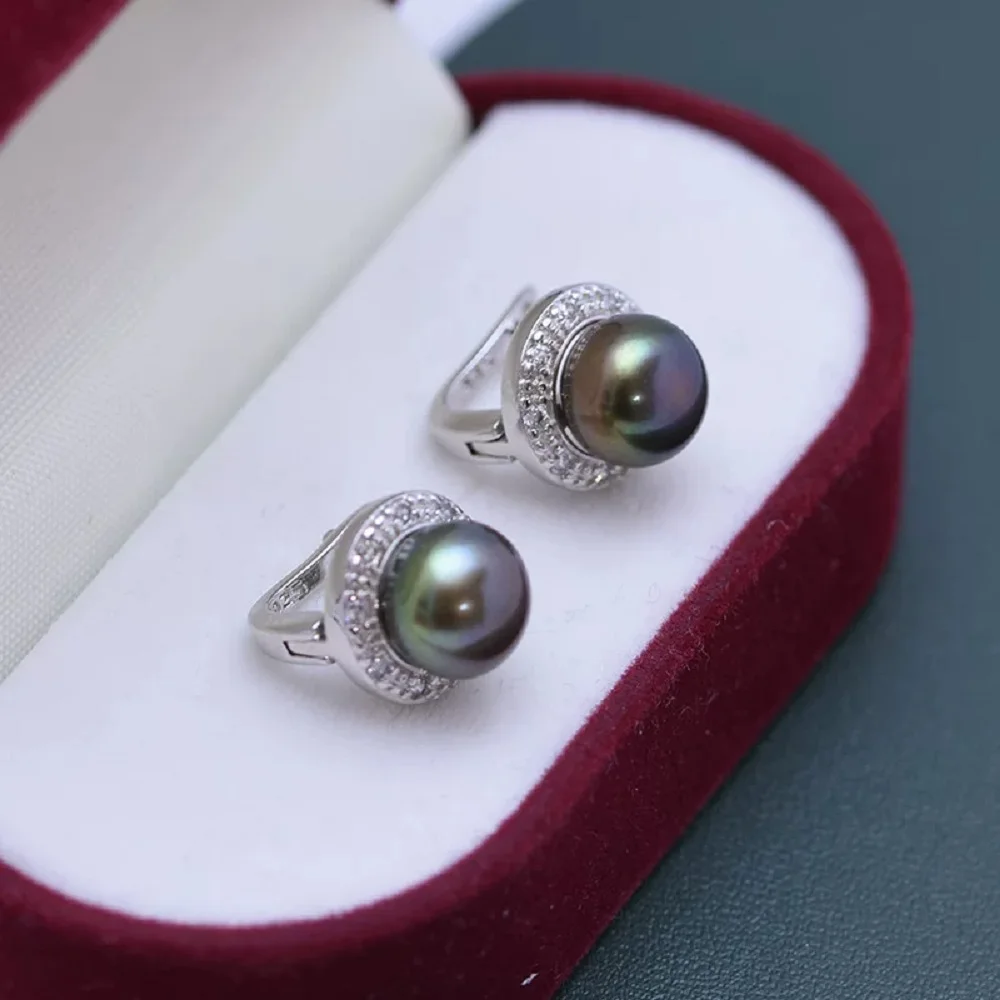 Beautiful Earrings AAAA 8-9mm Natural Pearl Earclip Earrings 925s